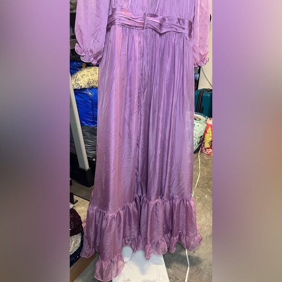 Mac Duggal 68225 Light Purple Chiffon Ruched Illusion Raglan Sleeve Ruffle Gown - Picture 8 of 14